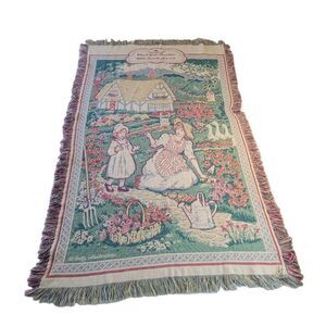 Betty Whiteaker Vintage Tapestry Blanket Cottagecore Grandmacore Pink Green